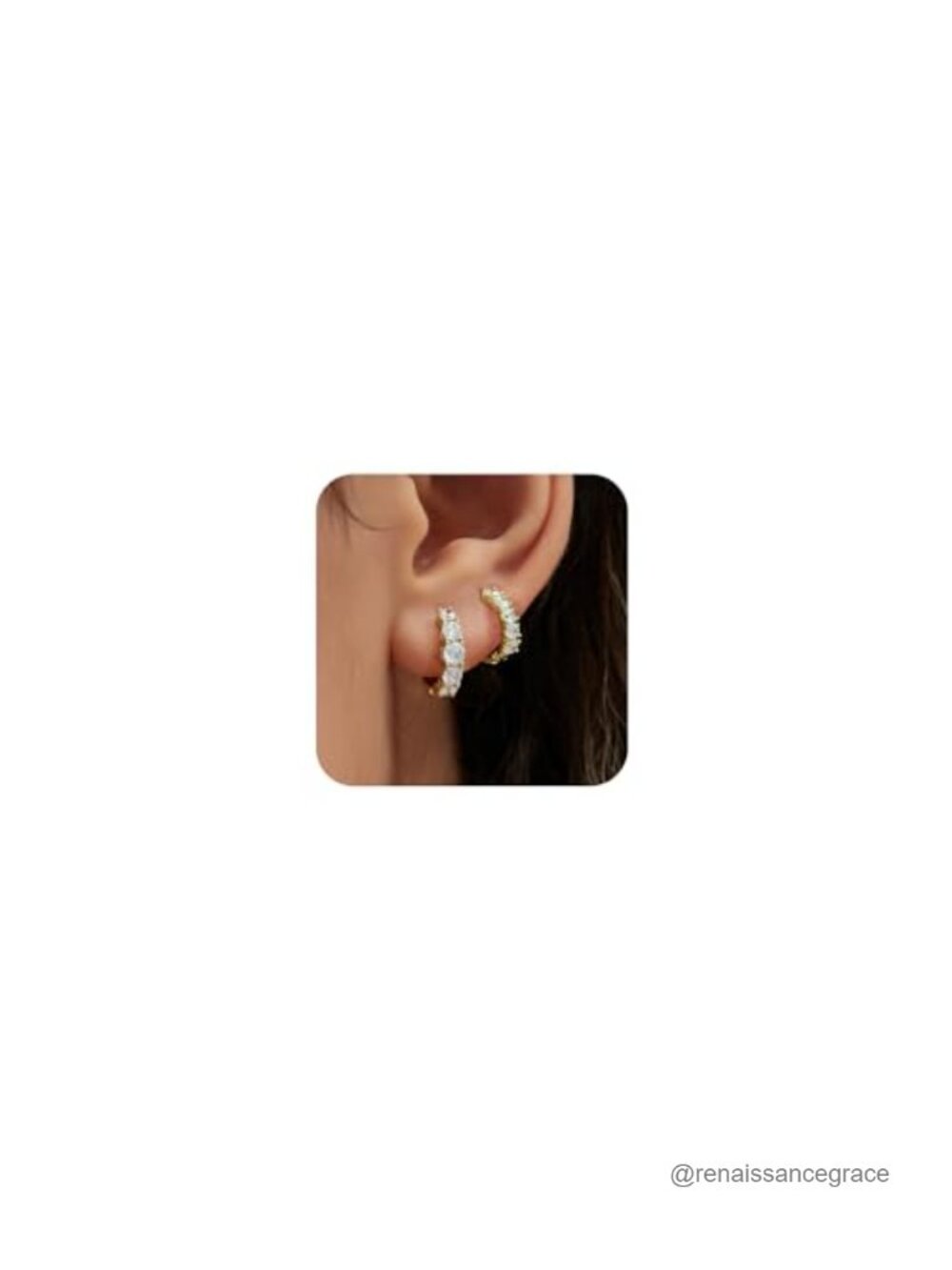 Dainty Huggie Hoop Earrings Set for Women 14K Gold Plated 10mm 12mm Cubic